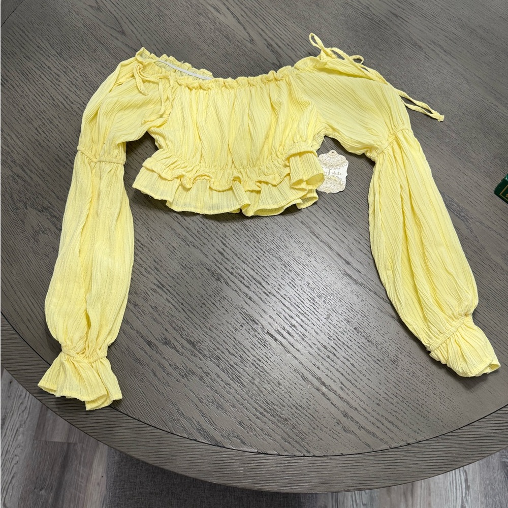 Yellow Off-Shoulder Ruffle Top